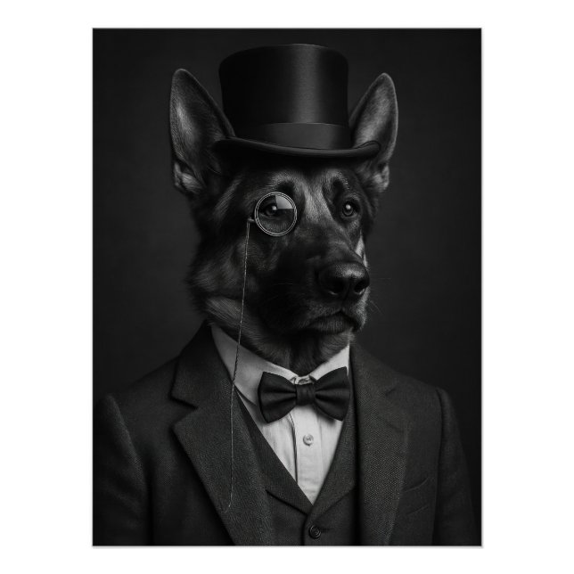 Distinguished German Shepherd with Top Hat Poster (Front)