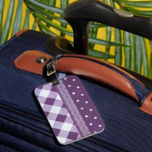Distinguished Transit Purple & White Damask Luggage Tag