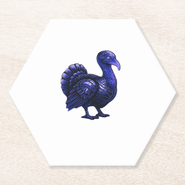 Distopian Turkey Thanksgiving Design Classic T-Shi Paper Coaster (Front)