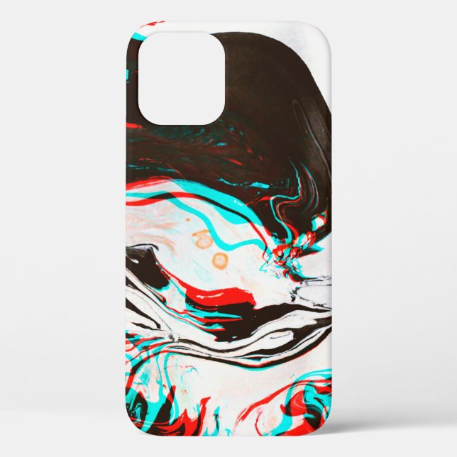 Distorted and glitched texture of marbled ink surf Case-Mate iPhone case (Back)