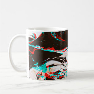 Distorted and glitched texture of marbled ink surf coffee mug