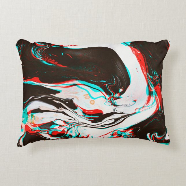 Distorted and glitched texture of marbled ink surf decorative cushion (Front)