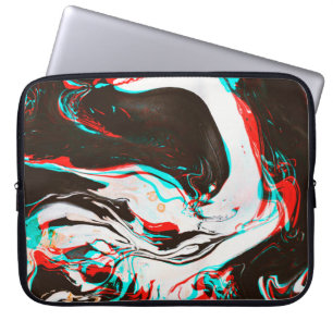 Distorted and glitched texture of marbled ink surf laptop sleeve