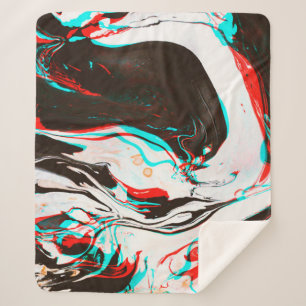 Distorted and glitched texture of marbled ink surf sherpa blanket