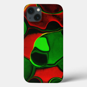 Distorted and strange shapes, red and green colour iPhone 13 case