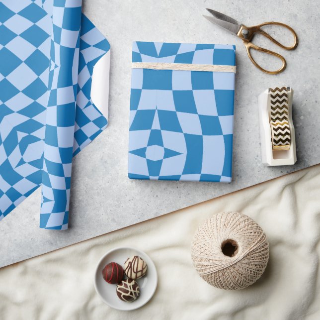 Distorted Chequered Pattern Wrapping Paper (Crafts)