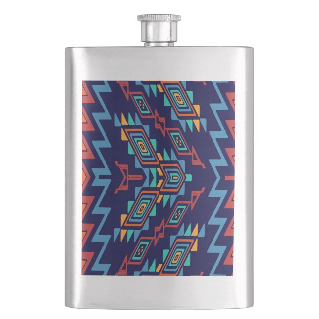 Distorted shapes abstract design hip flask (Front)