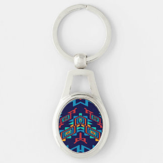 Distorted shapes abstract design key ring