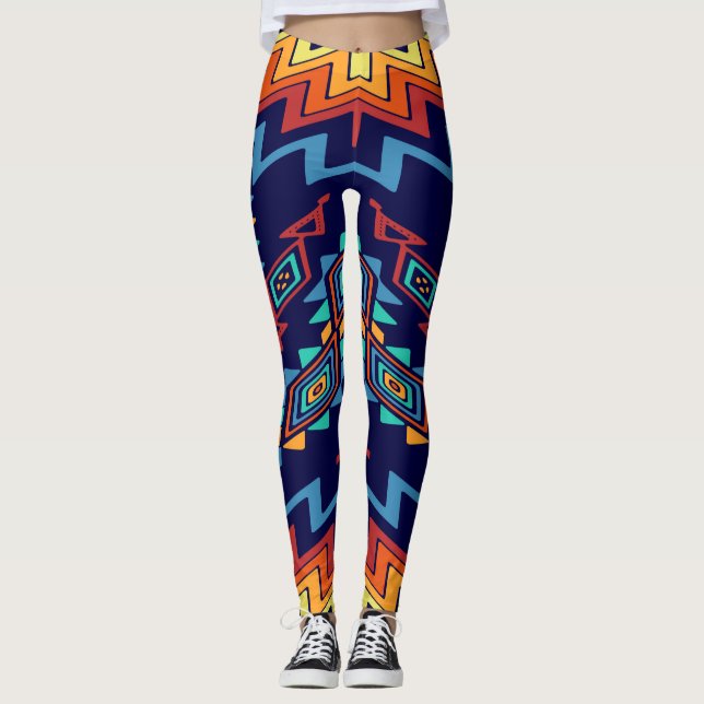 Distorted shapes abstract design leggings (Front)
