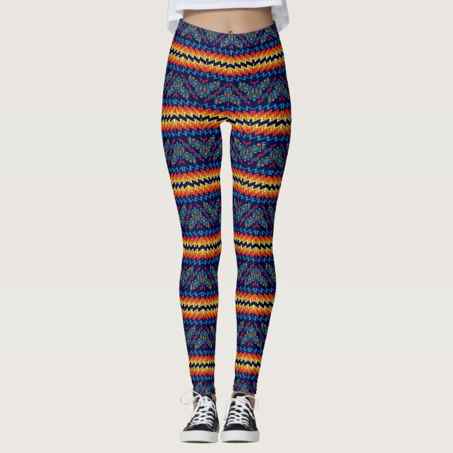 Distorted shapes abstract design leggings (Front)