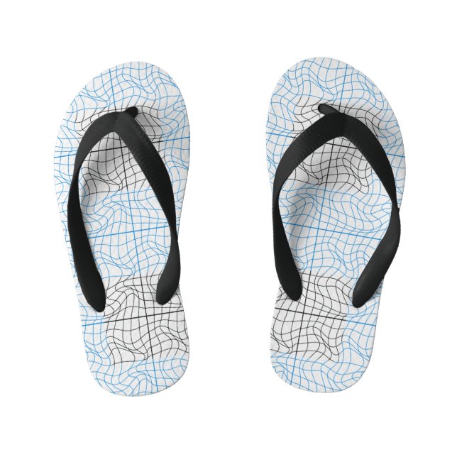 Distortion Wireframe 10 BBK.W OffWhite BG Kid's Jandals (Footbed)