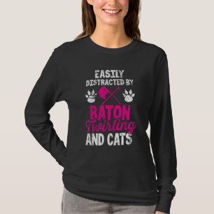 Distracted Baton Twirling Cat Kitten Majorette T-Shirt