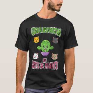Distracted by Cats and Plants Hobby Gardening Ragl T-Shirt