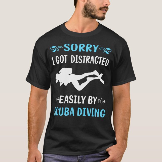 Distracted Scuba Diving Diver T-Shirt (Front)