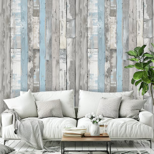 Distress Beachwood Ver Blue Grey Pattern Room  Wallpaper