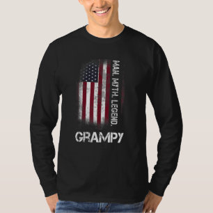 Distress Grampy Man Myth Legend Grandpa Vintage Fl T-Shirt