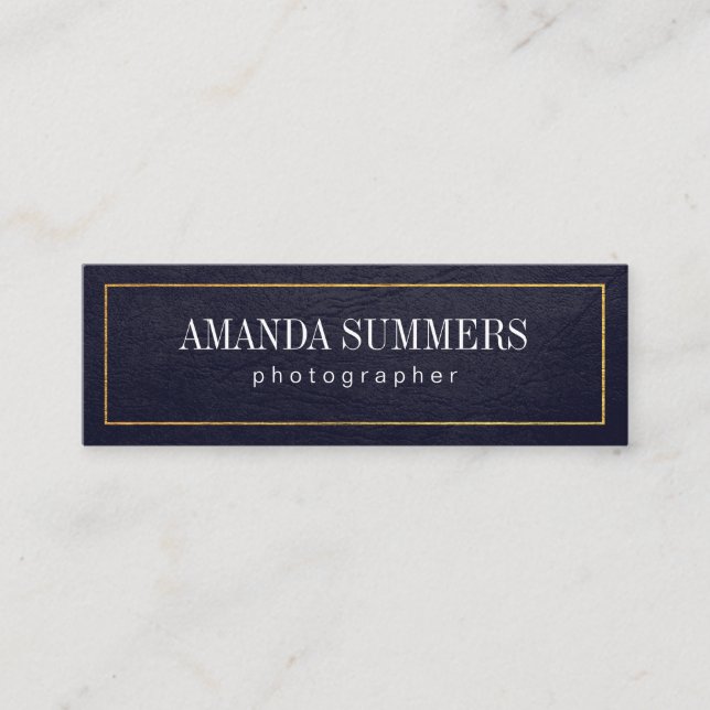 Distress Purple Gold Border Mini Business Card (Front)