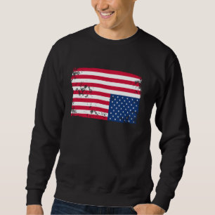 Distress Upside Down American Flag Sweatshirt