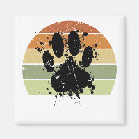 Distresse Paint Spatter Dog Paw Print Retro Sunset