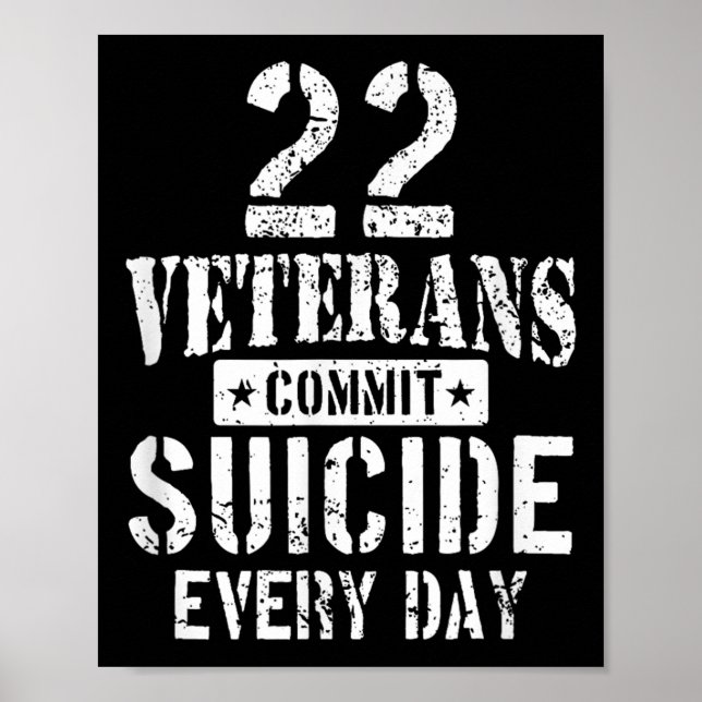 Distressed 22 Veterans Commit Suicide Every Day Aw Poster (Front)