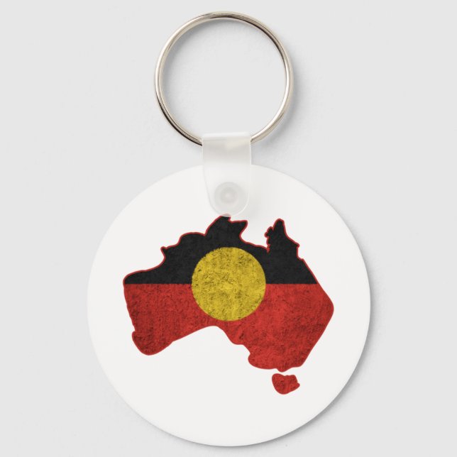 Distressed Aboriginal Flag  Key Ring (Front)