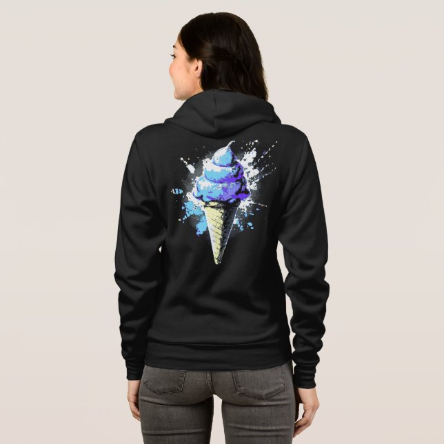 Distressed Abstract Ice Cream Splatter Front+Back Hoodie (Back Full)