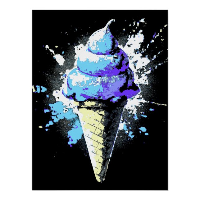 Distressed Abstract Ice Cream Splatter Poster (Front)