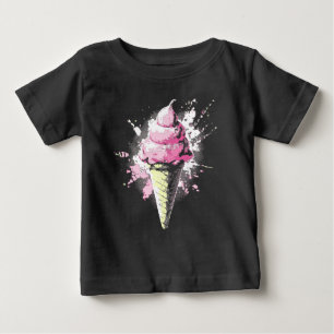 Distressed Abstract Pink Ice Cream Splatter Baby T-Shirt