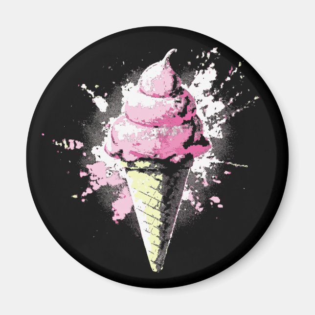 Distressed Abstract Pink Ice Cream Splatter Magnet (Front)