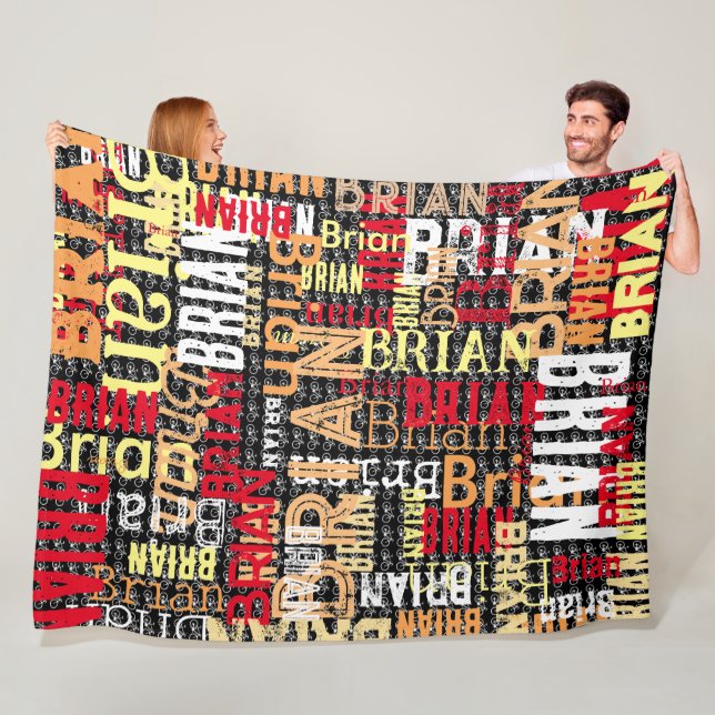 Distressed Abstract Typography Bicycles Fleece Blanket (In Situ)