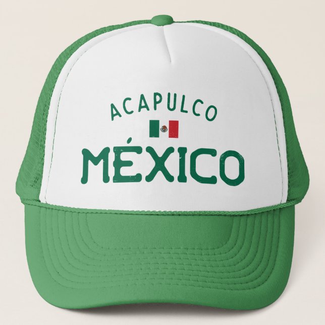 Distressed Acapulco México (Mexico) Trucker Hat (Front)