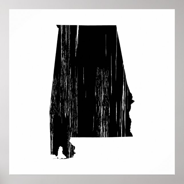 Distressed Alabama State Outline Poster (Front)