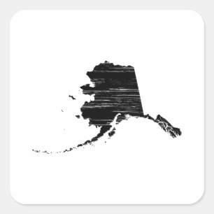 Distressed Alaska State Outline Square Sticker