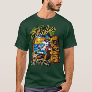 Distressed Aloha Hawaiian Tropical Unicorn Moa Bea T-Shirt