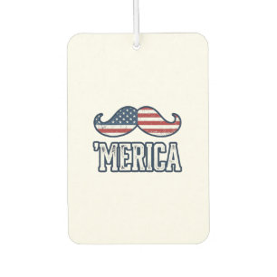 Distressed America Moustache Patriotic Vector Desi Car Air Freshener