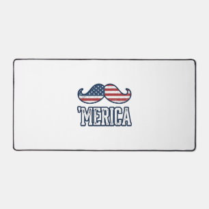 Distressed America Moustache Patriotic Vector Desi Desk Mat