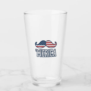 Distressed America Moustache Patriotic Vector Desi Glass