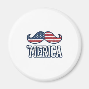 Distressed America Moustache Patriotic Vector Desi Magnet