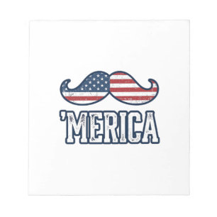 Distressed America Moustache Patriotic Vector Desi Notepad
