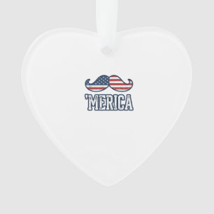 Distressed America Moustache Patriotic Vector Desi Ornament