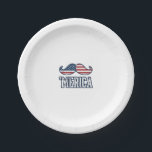 Distressed America Moustache Patriotic Vector Desi Paper Plate<br><div class="desc">Distressed America Moustache Patriotic Vector Design_1</div>