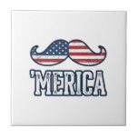 Distressed America Moustache Patriotic Vector Desi Tile<br><div class="desc">Distressed America Moustache Patriotic Vector Design_1</div>