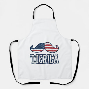 Distressed America Mustache Patriotic Vector Desig Apron