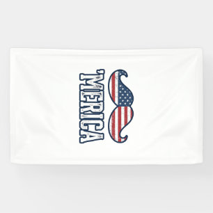 Distressed America Mustache Patriotic Vector Desig Banner