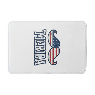 Distressed America Mustache Patriotic Vector Desig Bath Mat