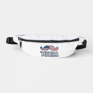 Distressed America Mustache Patriotic Vector Desig Bum Bags