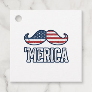 Distressed America Mustache Patriotic Vector Desig Favour Tags