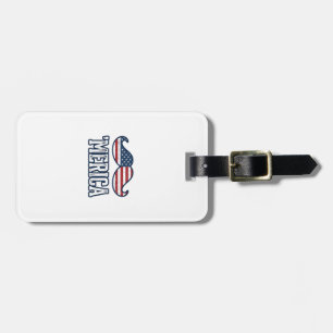 Distressed America Mustache Patriotic Vector Desig Luggage Tag