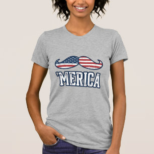 Distressed America Mustache Patriotic Vector Desig T-Shirt