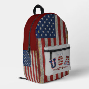 Distressed American Flag 1776 Patriotic Veterans  Printed Backpack